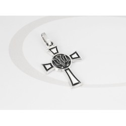 DIJE PLATA CRUZ ESPIRITU SANTO PAVONADO