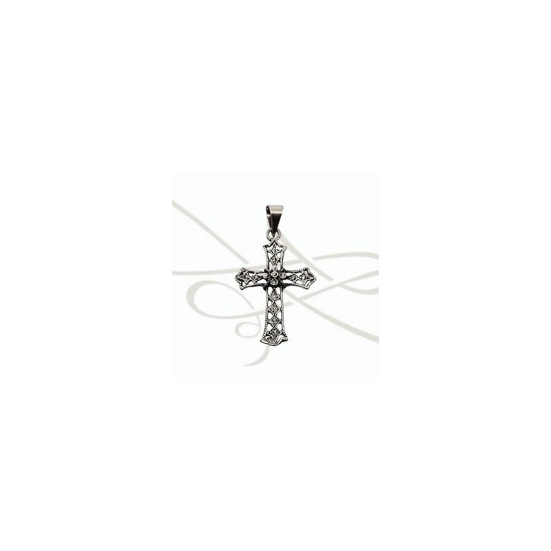 DIJE PLATA CRUZ FLOREADA RELIEVE
