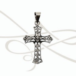 DIJE PLATA CRUZ FLOREADA RELIEVE