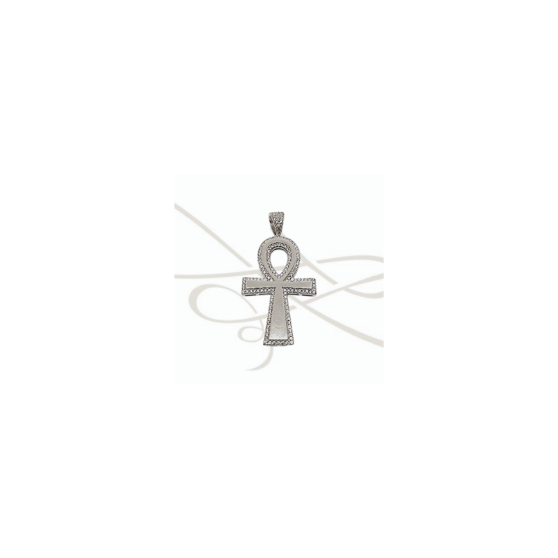 DIJE PLATA CRUZ GRUESA CON ZIRCONIA