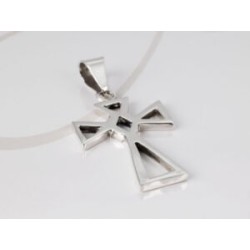 DIJE PLATA CRUZ TRIANGULAR LISO