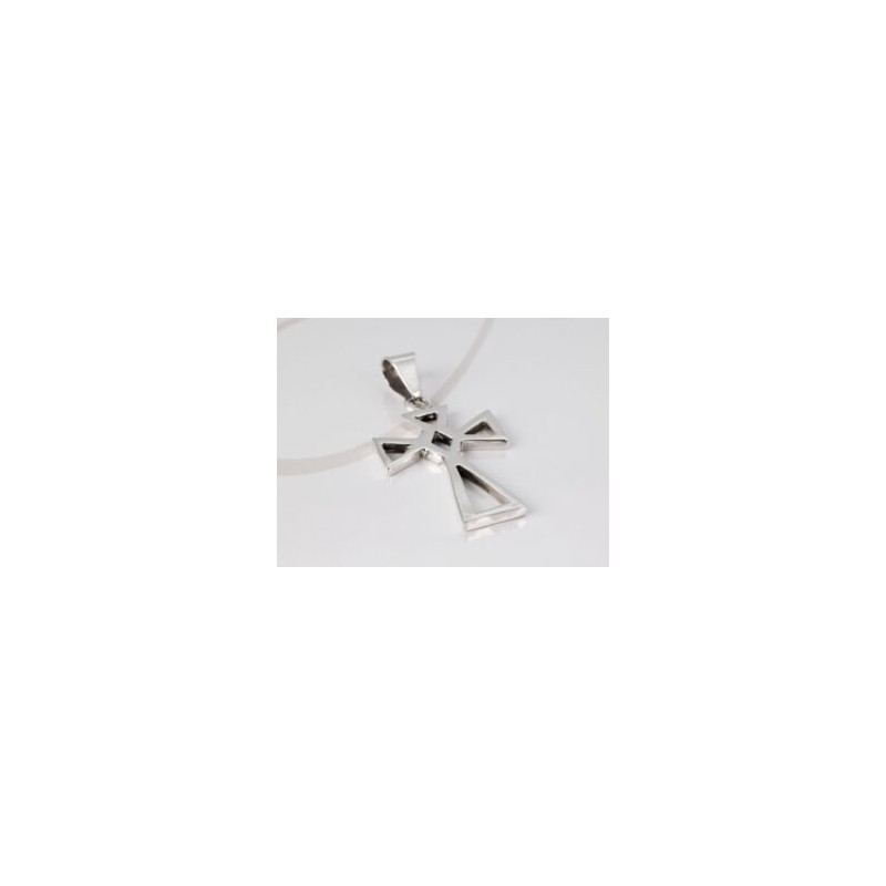 DIJE PLATA CRUZ TRIANGULAR LISO