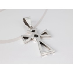 DIJE PLATA CRUZ TRIANGULAR LISO