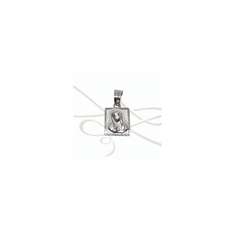 DIJE PLATA CUADRADA MINI VIRGEN DIAMANTADA