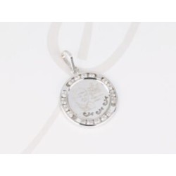 DIJE PLATA MEDALLA ZIRCONIA PAPA LASER