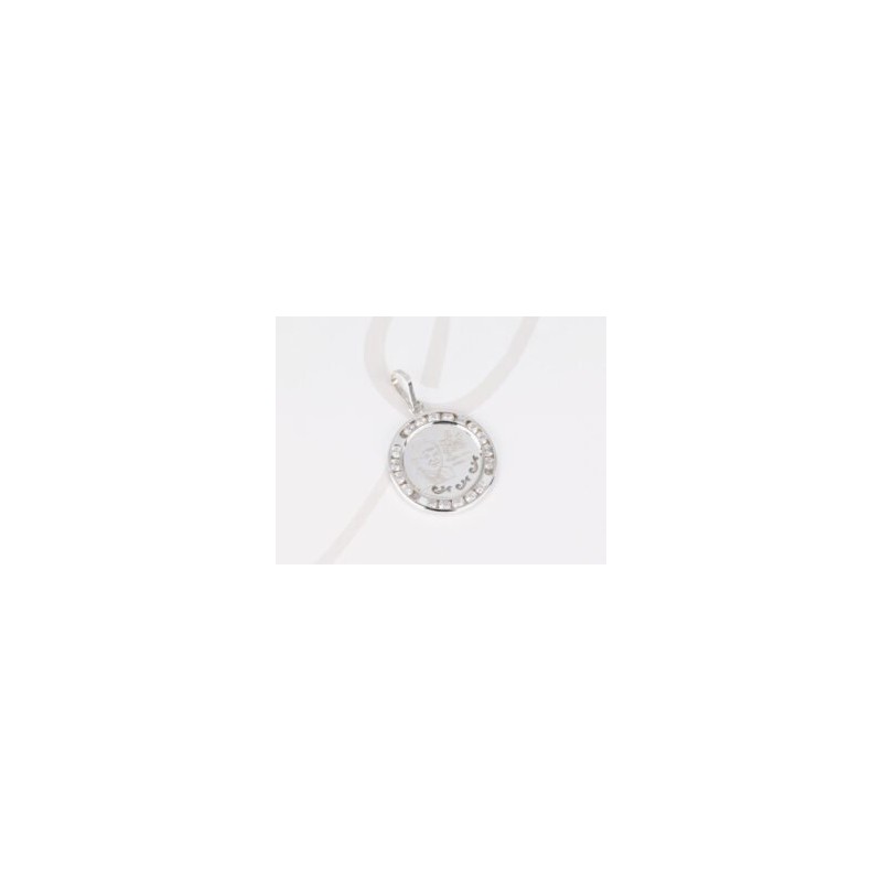 DIJE PLATA MEDALLA ZIRCONIA PAPA LASER