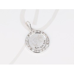 DIJE PLATA MEDALLA ZIRCONIA PAPA LASER