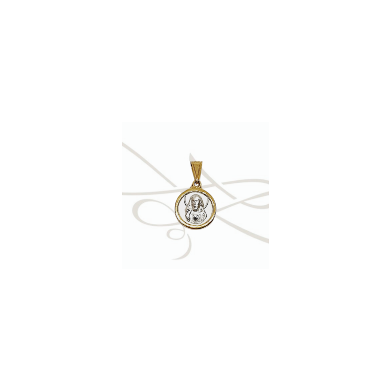 DIJE PLATA REDONDA VUELTA Y FRENTE VIRGEN Y CRISTO MINI FILO OL
