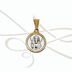 DIJE PLATA REDONDA VUELTA Y FRENTE VIRGEN Y CRISTO MINI FILO OL