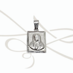 DIJE PLATA VIRGEN CUADRADA DIAMANTADA