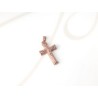DIJE RECUBRIMIENTO DE ORO ROSA CRUCIFIJO DIAMANTADO ZIRCONIA
