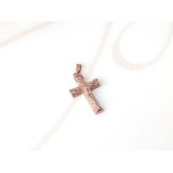 DIJE RECUBRIMIENTO DE ORO ROSA CRUCIFIJO DIAMANTADO ZIRCONIA
