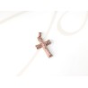 DIJE RECUBRIMIENTO DE ORO ROSA CRUCIFIJO DIAMANTADO ZIRCONIA