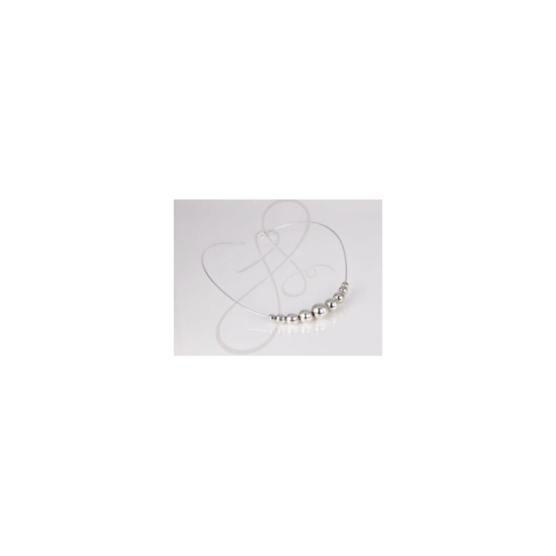 GARGANTILLA PLATA BOLAS CON BROCHE LISO