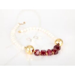 JUEGO ORO LAMINADO BOLAS PIEDRAS PERLA