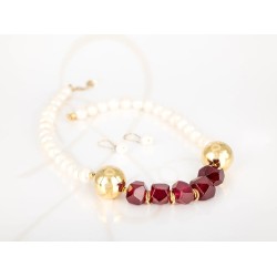 JUEGO ORO LAMINADO BOLAS PIEDRAS PERLA