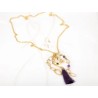 JUEGO ORO LAMINADO POMPON CADENA PERLA