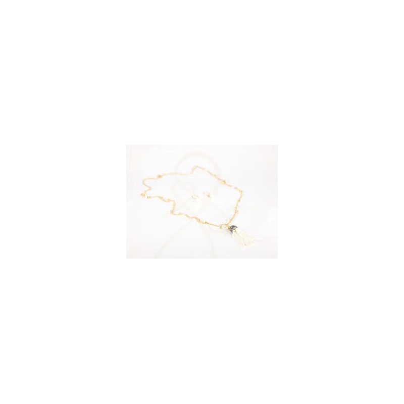 JUEGO ORO LAMINADO POMPON ZIRCONIA PERLA