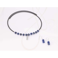 JUEGO PLATA CAUCHO DIJE PIEDRA