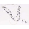 JUEGO PLATA CRISTAL DOBLE HILO CRISTAL PIEDRA