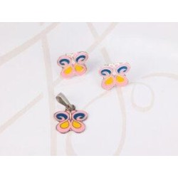JUEGO PLATA MARIPOSA ESMALTADO