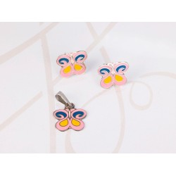 JUEGO PLATA MARIPOSA ESMALTADO