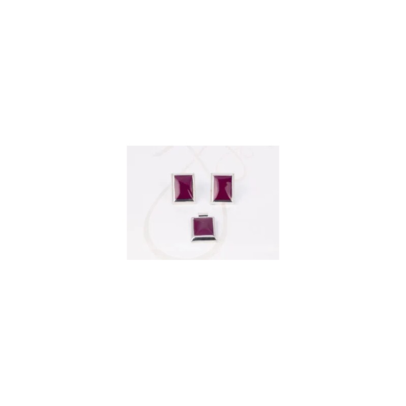 JUEGO PLATA RECTANGULO CORTO ESMALTADO