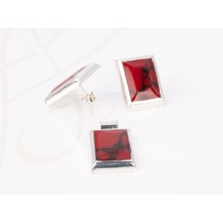 JUEGO PLATA RECTANGULO CORTO ESMALTADO