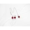 JUEGO PLATA RODIZADA CUADRO GRANDE RUBI CON CADENA