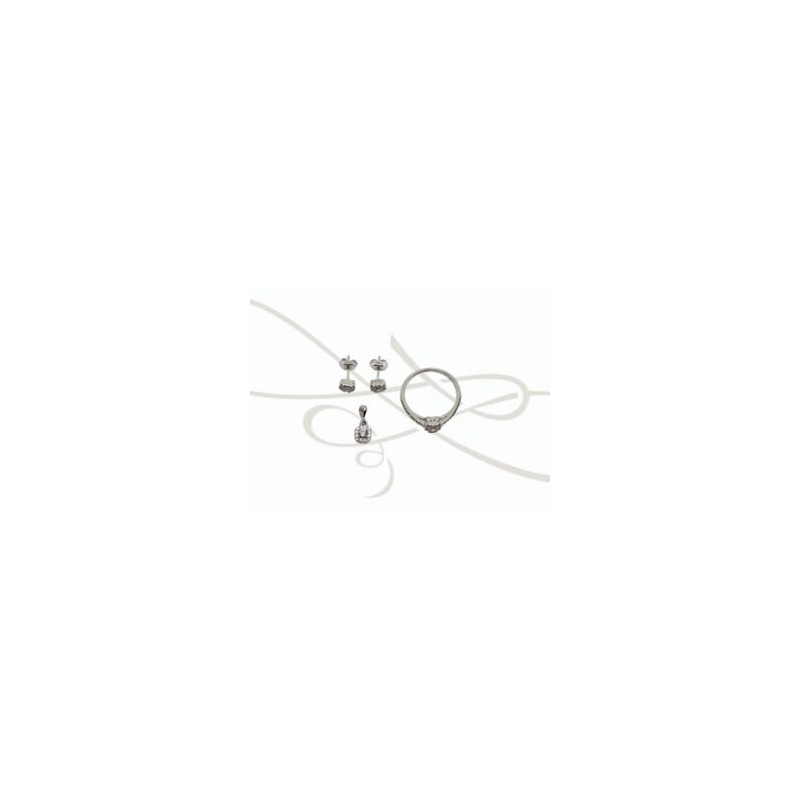 JUEGO PLATA RODIZADA CUADRO MINI TOPACIO BLANCO CON ANILLO