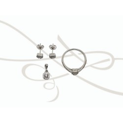 JUEGO PLATA RODIZADA CUADRO MINI TOPACIO BLANCO CON ANILLO