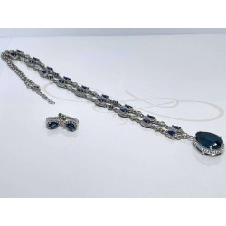 JUEGO PLATA RODIZADA GOOTAS VARIAS ZAFIRO