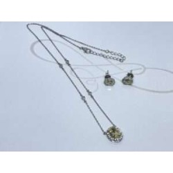 JUEGO PLATA RODIZADA OVALO CON HALO CITRINO