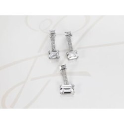 JUEGO PLATA RODIZADA PENDULO RECTANGULAR TOPACIO BLANCO