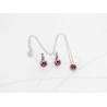 JUEGO PLATA RODIZADA RUBI MINI ROMBO CON TOPACIO BLANCO Y CADENA