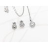 JUEGO PLATA RODIZADA TOPACIO BLANCO CIRCULO HALO CON CADENA