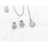 JUEGO PLATA RODIZADA TOPACIO BLANCO CIRCULO HALO CON CADENA