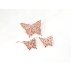 JUEGO RECUBRIMIENTO DE ORO ROSA MARIPOSA LISO