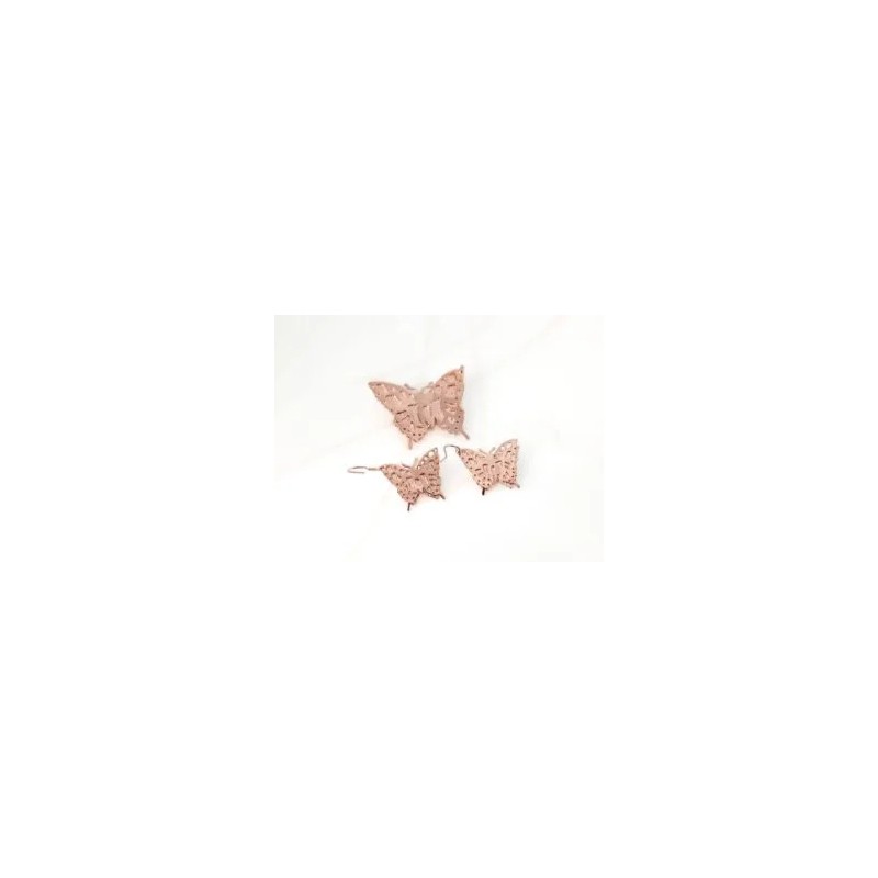 JUEGO RECUBRIMIENTO DE ORO ROSA MARIPOSA LISO