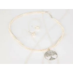 JUEGO RECUBRIMIENTO DE PLATA ARBOL VIDA PERLA