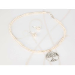 JUEGO RECUBRIMIENTO DE PLATA ARBOL VIDA PERLA