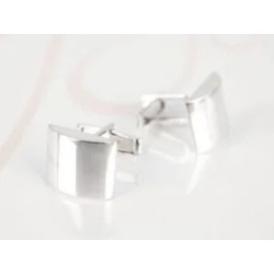 MANCUERNILLA PLATA RECTANGULO CURVO LISO