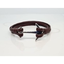 PULSERA ANCLA PIEL CUADRUPLE CAFÉ