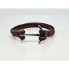 PULSERA ANCLA PIEL CUADRUPLE CAFÉ