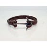PULSERA ANCLA PIEL CUADRUPLE CAFÉ