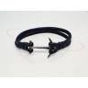 PULSERA ANCLA PIEL CUADRUPLE NEGRA