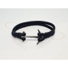 PULSERA ANCLA PIEL CUADRUPLE NEGRA