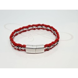 PULSERA CADENA BIKER ROJO
