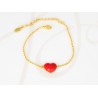 PULSERA CON DIJE BISUTERIA CORAZON ROJO CADENA