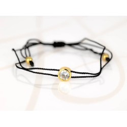 PULSERA CON DIJE BISUTERIA DORADO ZIRCONIA HILO